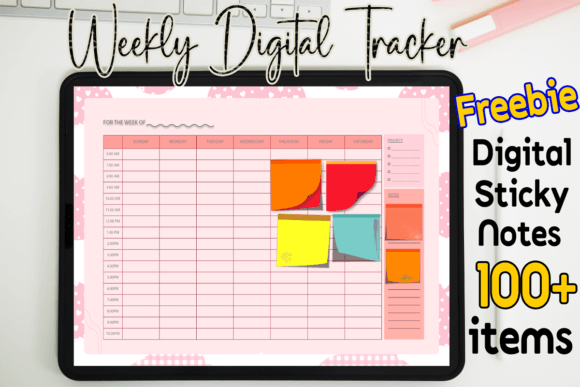 Download Weekly Digital Planner Sticky Notes 100+ - Digital planner Collection