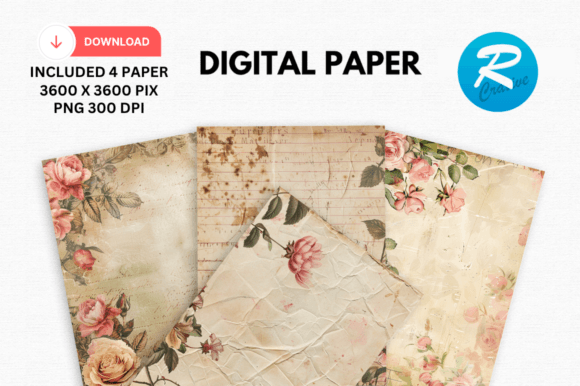 Download Romantic Journal Digital Paper Printable - Digital paper Collection