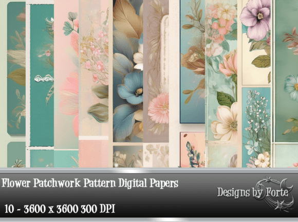 Download Flower Patchwork Pattern Digital Papers - Digital paper Collection