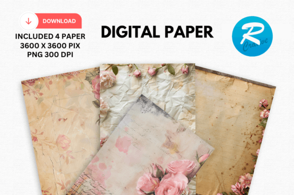 Download Romantic Journal Digital Paper Printable - Digital paper Collection