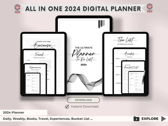 Download 2024 Digital Planner, Portrait Planners - Digital planner Collection