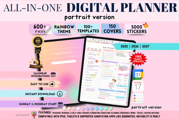 Download All in One Digital Planner (Portrait) - Digital planner Collection