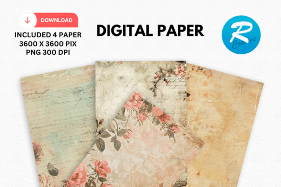 Download Romantic Journal Digital Paper Printable - Digital paper Collection