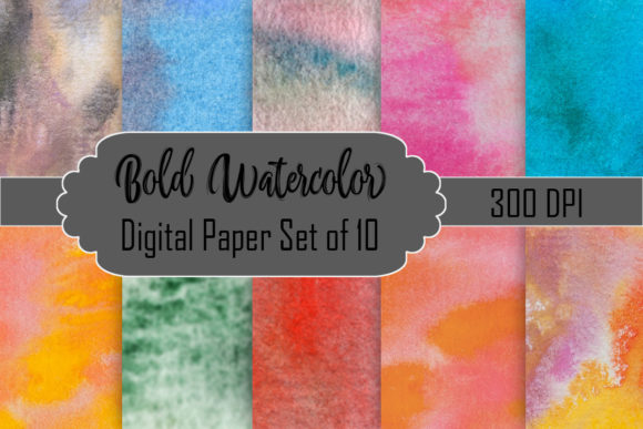 Download Bold Watercolor Digital Paper Set - Digital paper Collection