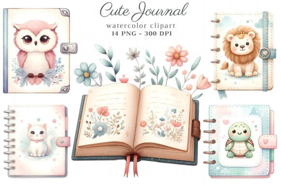 Download Cute Journal Notebook Watercolor Clipart - Premium Resources