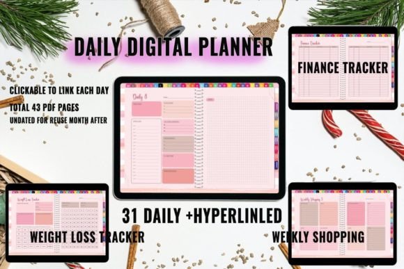 Download Daily Digital Planner, Pastel Pink - Digital planner Collection
