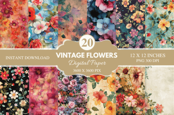 Download Flowers Digital Paper Bundle - Digital paper Collection