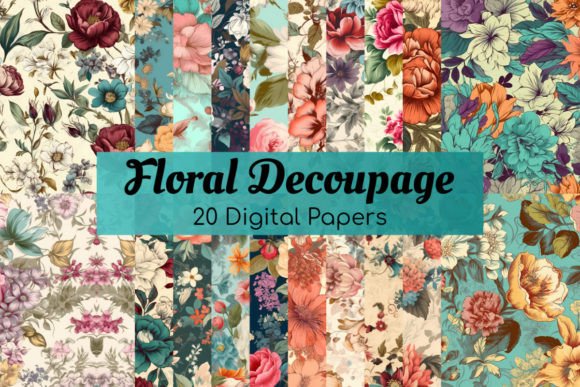 Download Floral Decoupage Digital Papers Pack - Digital paper Collection