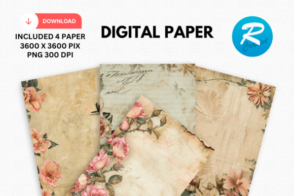 Download Romantic Journal Digital Paper Printable - Digital paper Collection