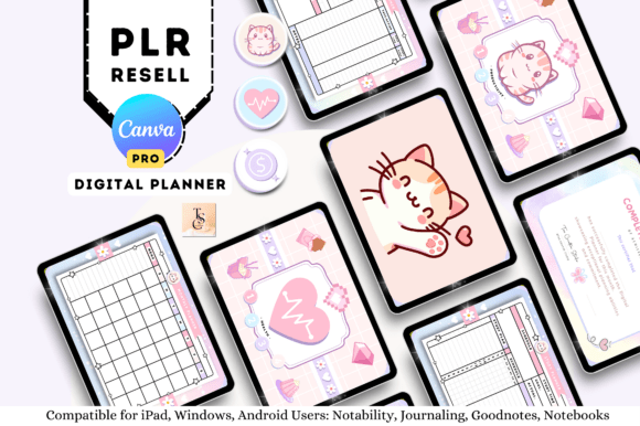 Download PLR Canva ADHD Cute Digital Planner - Digital planner Collection