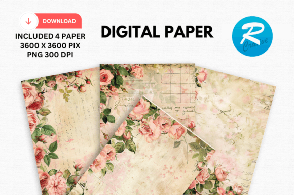Download Romantic Journal Digital Paper Printable - Digital paper Collection